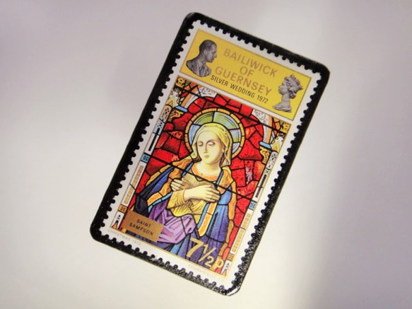 ガンジー　クリスマス切手ブローチ 4248 2枚目の画像
