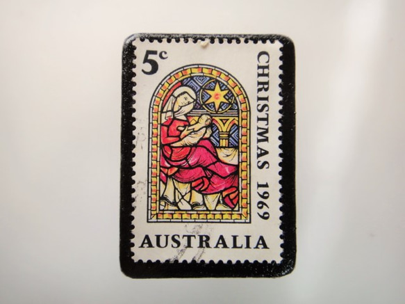 オーストラリア　クリスマス切手ブローチ　4383 1枚目の画像