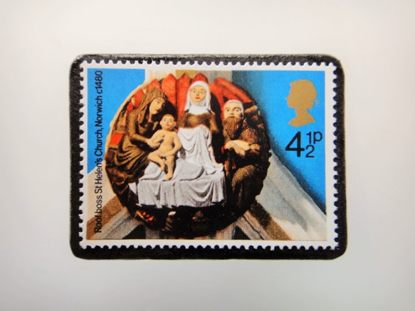 イギリス　クリスマス切手ブローチ 4411 1枚目の画像