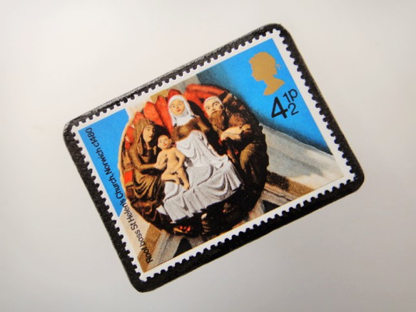 イギリス　クリスマス切手ブローチ 4411 2枚目の画像