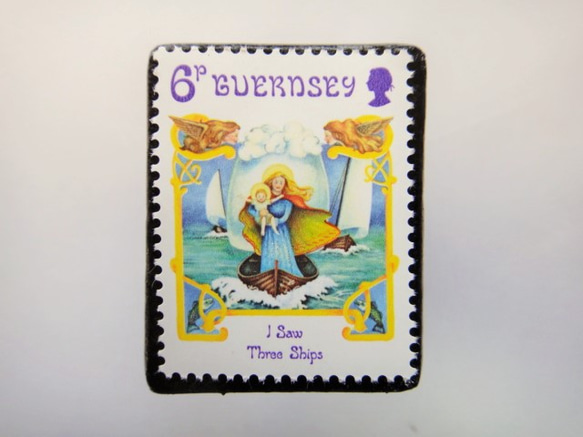 ガンジー　クリスマス切手ブローチ　4440 1枚目の画像