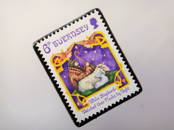 ガンジー　クリスマス切手ブローチ　4441 2枚目の画像