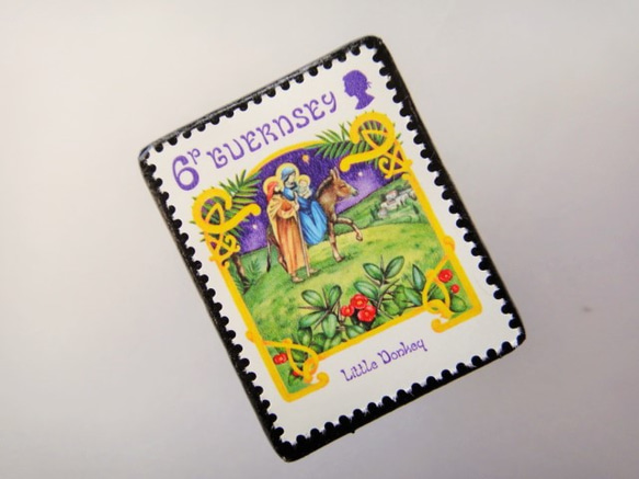 ガンジー　クリスマス切手ブローチ　4446 2枚目の画像