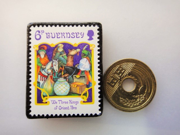 ガンジー　クリスマス切手ブローチ　4448 3枚目の画像
