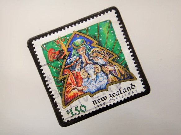 ニュージーランド　クリスマス切手ブローチ 4458 2枚目の画像