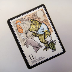 イギリス　童話【くまのぷーさん】切手ブローチ4546 2枚目の画像