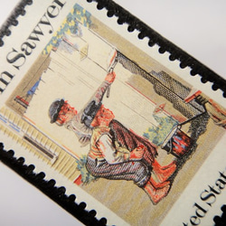 アメリカ　トムソーヤ切手ブローチ 4786 2枚目の画像