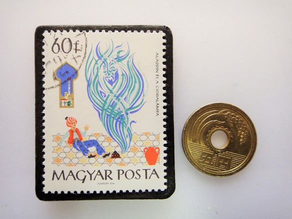 ハンガリー　アラビアンナイト切手ブローチ4813 3枚目の画像