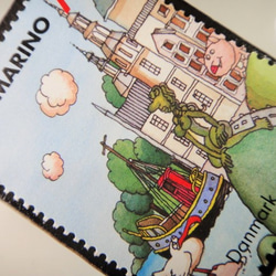 サンマリノ　世界の都市（デンマーク）切手ブローチ　4877 2枚目の画像