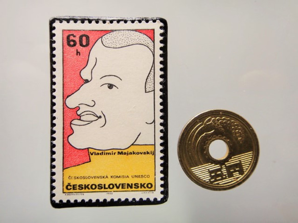 チェコスロバキア　切手ブローチ4926 3枚目の画像