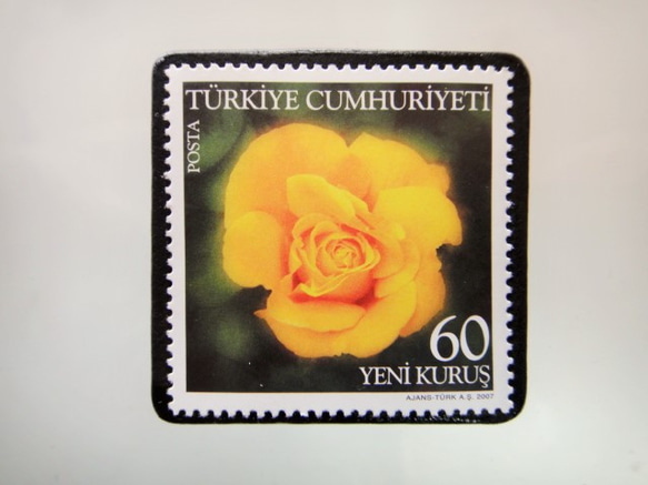 トルコ　薔薇切手ブローチ　5189 1枚目の画像