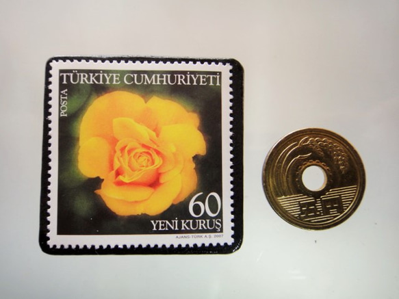トルコ　薔薇切手ブローチ　5189 3枚目の画像