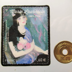 フランス　美術「マリーローランサン」切手ブローチ 5292 3枚目の画像