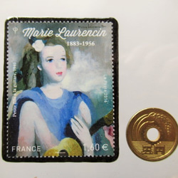 フランス　美術「マリーローランサン」切手ブローチ 5293 3枚目の画像