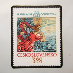 チェコスロバキア　美術切手ブローチ 5296 1枚目の画像