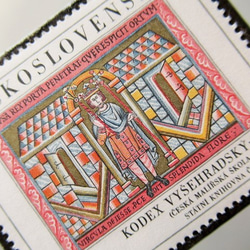 チェコスロバキア　美術切手ブローチ 5304 2枚目の画像