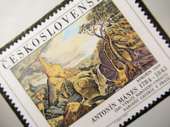 チェコスロバキア　美術切手ブローチ 5309 2枚目の画像