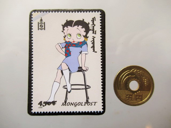モンゴル　ベティ切手ブローチ 5320 3枚目の画像