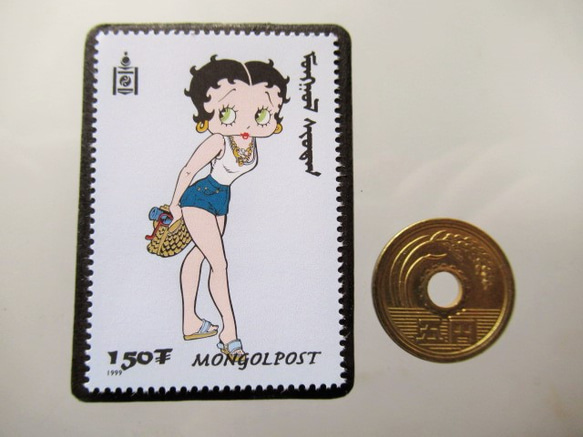 モンゴル　ベティ切手ブローチ 5324 3枚目の画像