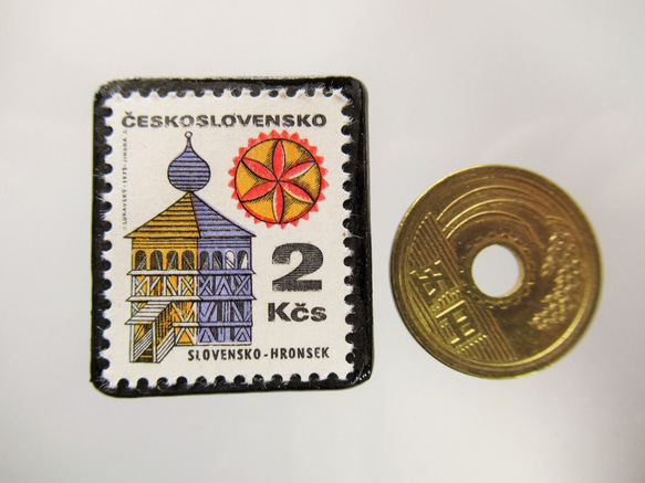 チェコスロバキア　切手ブローチ5347 3枚目の画像