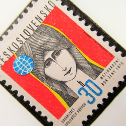 チェコスロバキア　切手ブローチ5364 2枚目の画像