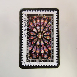 フランス　ステンドグラス切手ブローチ5390 1枚目の画像
