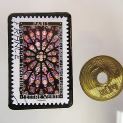 フランス　ステンドグラス切手ブローチ5390 3枚目の画像