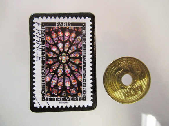 フランス　ステンドグラス切手ブローチ5390 3枚目の画像
