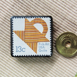 アメリカ　キルト切手ブローチ5521 3枚目の画像