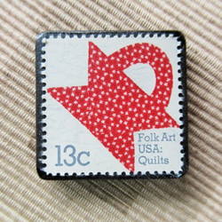 アメリカ　キルト切手ブローチ5522 1枚目の画像