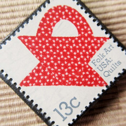 アメリカ　キルト切手ブローチ5522 2枚目の画像