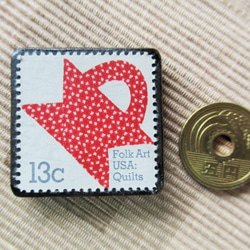 アメリカ　キルト切手ブローチ5522 3枚目の画像