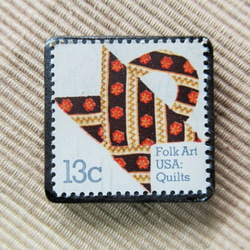 アメリカ　キルト切手ブローチ5524 1枚目の画像