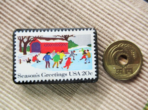 アメリカ　クリスマス切手ブローチ5602 3枚目の画像