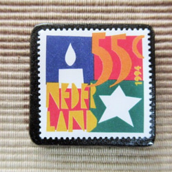 オランダ　クリスマス切手ブローチ5643 1枚目の画像