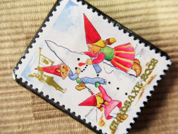 デンマーク　クリスマス切手ブローチ5647 2枚目の画像
