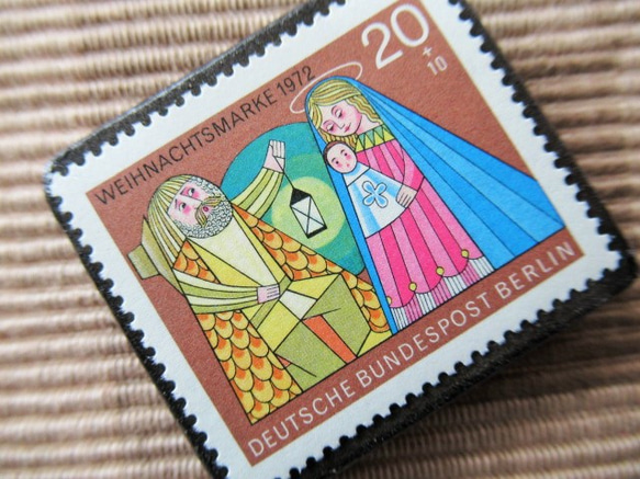 ドイツ　クリスマス切手ブローチ5673 2枚目の画像