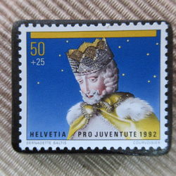 スイス　クリスマス切手ブローチ5675 1枚目の画像