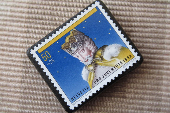 スイス　クリスマス切手ブローチ5675 2枚目の画像