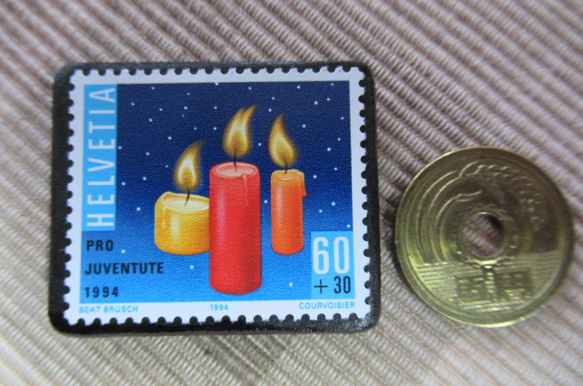 スイス　クリスマス切手ブローチ5676 3枚目の画像