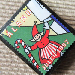 オーランド　クリスマス切手ブローチ 5788 2枚目の画像