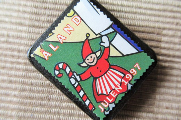 オーランド　クリスマス切手ブローチ 5788 2枚目の画像