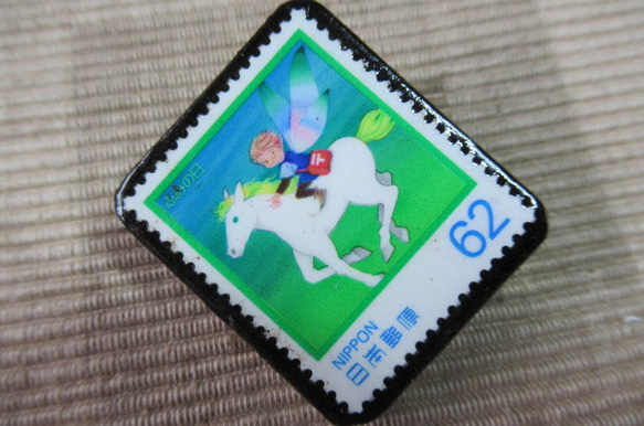 日本　馬切手ブローチ 5811 2枚目の画像