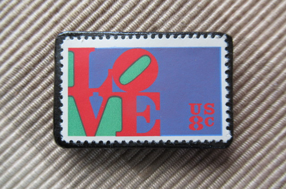 アメリカ　バレンタイン切手ブローチ 5859 1枚目の画像