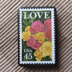 アメリカ　バレンタイン切手ブローチ 5860 1枚目の画像