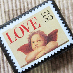 アメリカ　バレンタイン切手ブローチ 5870 2枚目の画像