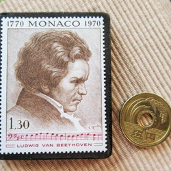 モナコ　ベートーベン切手ブローチ　6072 3枚目の画像