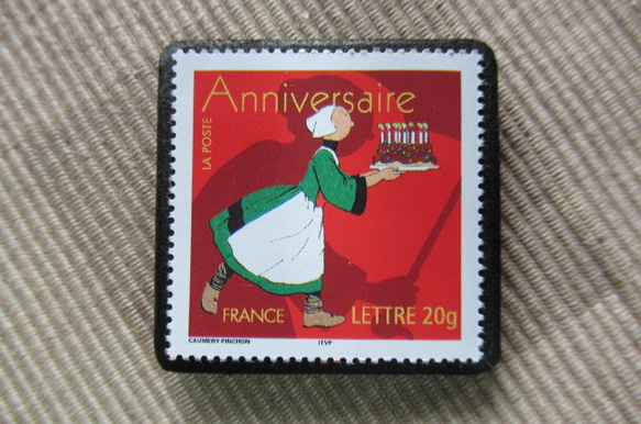 フランス　バースデイ切手ブローチ　6074 1枚目の画像