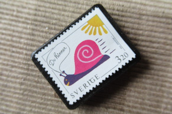 スウェーデン　切手ブローチ　6075 2枚目の画像
