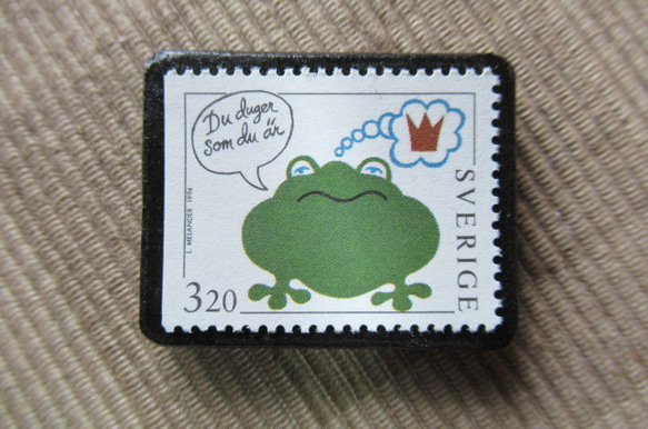スウェーデン　切手ブローチ　6078 1枚目の画像
